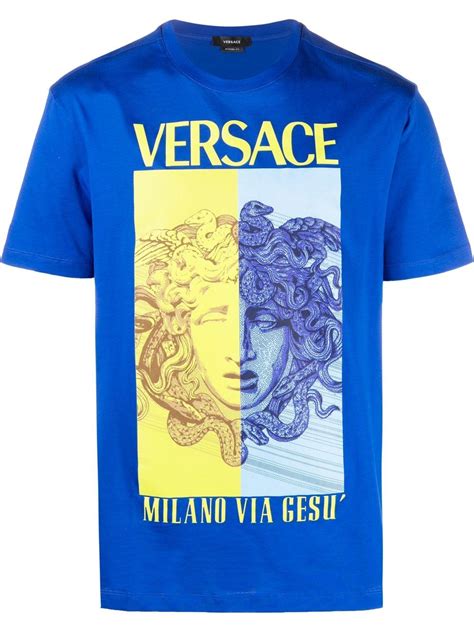 small versace medusa tshirt script|Versace Medusa contrasto shirts.